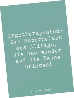 Produktbild von Mr. & Mrs. Panda Postkarte Spruch Ergotherapeutin Superhelden - Meeresbrise - Geschenk, einzelkarte, Berufsleben, Einfühlungsvermögen, Ansichtskarte, Alltag meistern