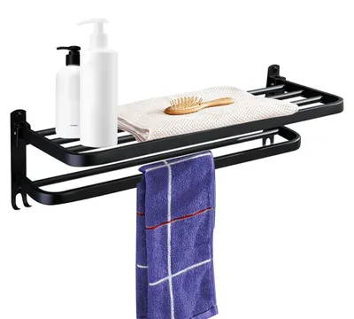 Image de Porte-serviettes pliable, double barre, en acier inoxydable