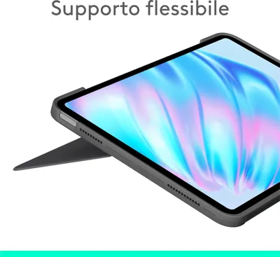 Produktbild von Logitech Combo Touch - Tastatur und Foliohülle - mit Trackpad - hintergrundbeleuchtet - Apple Smart connector - QWERTY - Italienisch - Oxford Gray - für Apple 11-inch iPad Air (M2, M3)