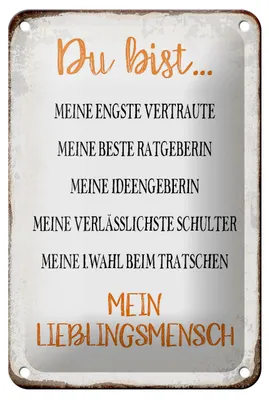 Produktbild von Blechschild Spruch 12x18cm du bist mein Lieblingsmensch
