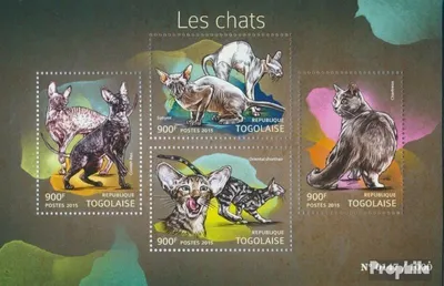 Produktbild von Briefmarken Togo 2015 Mi 6887-6890 Kleinbogen (kompl. Ausgabe) postfrisch Katzen