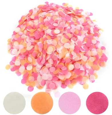 Produktbild von Runde Papierkonfetti für Dekorationen – 50 g in Rosa und Orange