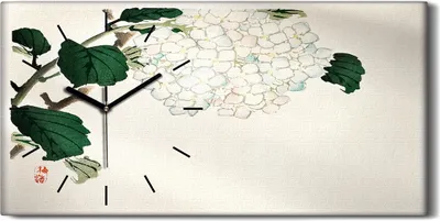 Produktbild von Wanduhr Bürouhr Leinwand Bild 60x30 Malerei Asiatischer Zweige Blätter Kunst - schwarze Hände