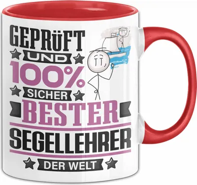 Produktbild von Segellehrer Geschenk Lustiger Spruch für Segellehrer Geschenkidee Bester Segellehrer Der Welt (Rot)