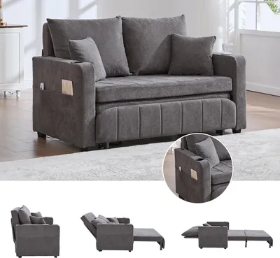 Produktbild von chairMultifunktionales Stoffsofa Klappbares Ausziehsofa Kleines Wohnzimmersofa mit zwei Funktionen Abnehmbar und waschbar Mit Aufbewahrungstasche Mit USB Ladefunktion Mit Becherhalter