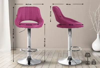 Produktbild von Barhocker Milet Stoff chrom lila