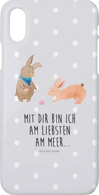 Produktbild von Mr. & Mrs. Panda Iphone 10 Handyhülle Hasen Muschel - Grau Pastell - Geschenk, Handy, Muttertag, BFF, Muscheln, Cover, Hülle, Case, Strand, Beste Freundin, Meer