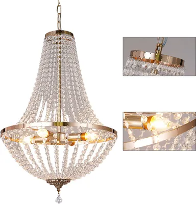 Produktbild von Kristall-Pendelleuchte,  Eisenlampe, E14 Kronleuchter, Wohnzimmer, Hochzeit