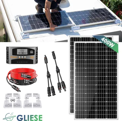 Produktbild von 400W Wohnmobil Set Solaranlage Komplettpaket Solarmodul Mit PV Halterung Camping