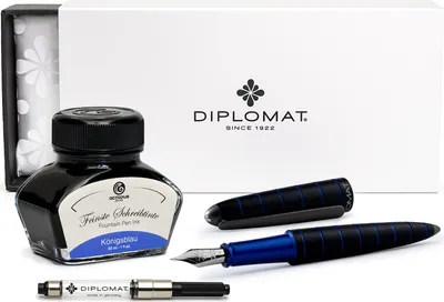 Produktbild von Füllhalter Diplomat Elox Ring schwarz-blau mit Schreibtinte, Stärke M