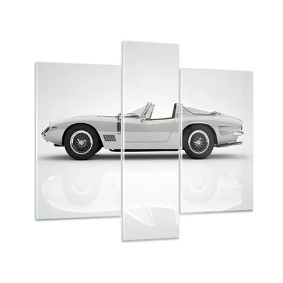 Produktbild von Bilder auf glas - 3 Teile - Sportlich Auto Vintage - 95x80cm - Glasbilder - Wandbilder - Bilder - zum Aufhängen bereit - Wanddekoration aus Glas - Glas Bilder - Wandbild auf Glas - GCB95x80-4872