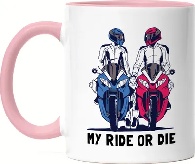 Produktbild von My Ride Or Die Tasse Rosa Motorrad Motiv Motorradfahrer Moped Motorradfahrerin Motorradtour Bike Pärchen Speed Straße