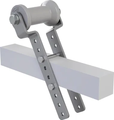Image de Rouleau de quille en polyuréthane avec support H hauteur réglable aide à la mise à l'eau des remorques de bateaux forme de la bobine galvanisé SUPROD, 125 / 60 mm, gris