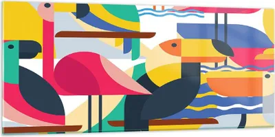 Produktbild von Bilder auf glas - Vogel Abstraktion - 120x50cm - Glasbilder - Wandbilder - Kunstdruck - zum Aufhängen bereit - Wanddekoration aus Glas - Glas Bilder - Wandbild auf Glas - Einteilig - GAB120x50-3747