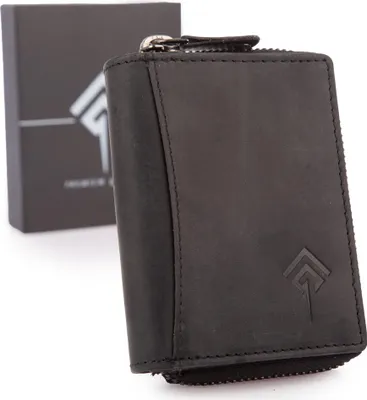Produktbild von Ekavale Herren Geldbörse RFID Echtleder Reißverschluss Klein Schwarz