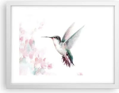 Produktbild von Gerahmtes Poster - Weißer Rahmen - Kolibri Aquarell Licht - 40x30 cm - Wand Bild - Wanddeko - Wandbilder - Kunstposter - Wandposter - Bilderrahmen - Bilder - Kunstdruck - P2WAA40x30-4518