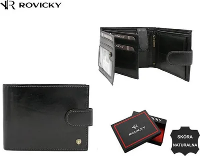 Obrázok produktu pre Veľká pánska kožená peňaženka so zapínaním - Rovicky