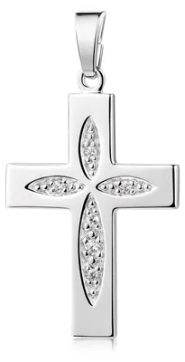 Produktbild von MATERIA by Matthias Wagner Kreuz Anhänger 925 Silber rhodiniert mit Zirkonia Steinen KA-11