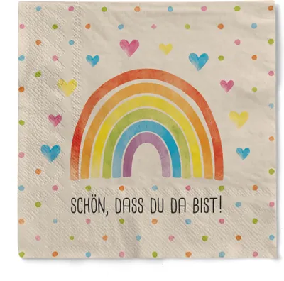 Produktbild von Sovie HOME Serviette RAINBOW Schön, dass du da bist in Naturbraun aus Tissue 33 x 33 cm, 100 Stück