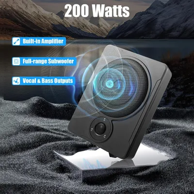 Zdjęcie produktu dla Subwoofer samochodowy – subwoofer do samochodu – gumowa membrana – stop aluminium i stal szlachetna – lakierowanie natryskowe – 5 kabli przyłączeniowych – czarny