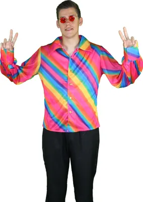 Produktbild von 70er Jahre Regenbogen Hemd, Größe:XXL
