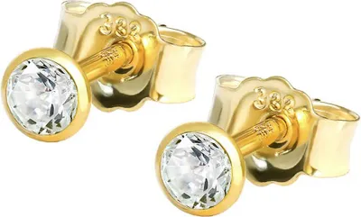 Produktbild von Paar Kleine Ohrstecker 3,0mm Gelbgold 333 8 Karat Gold Ohrringe Zirkona Weiß