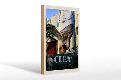 Produktbild von Holzschild Reise 20x30cm Cuba Karibik Gemälde auf Hauswand