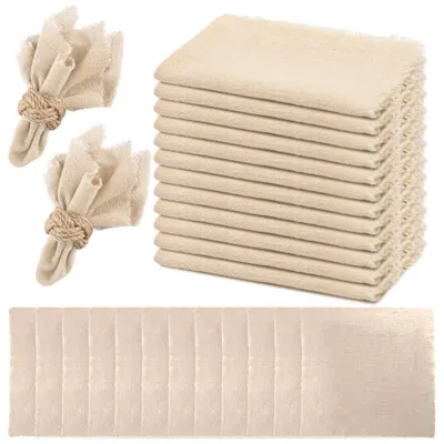 Stoffservietten 12er-Set, 42x42 cm, Baumwolle, beige