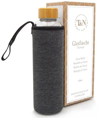Productafbeelding van Glas Waterfles 1 Liter met Neopreen Bescherming