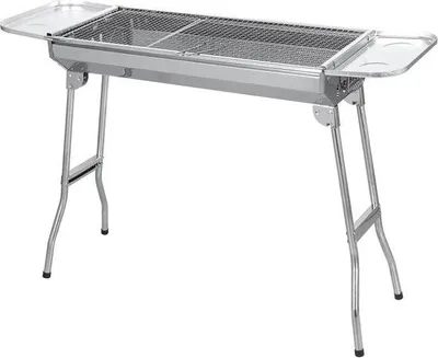 Immagine prodotto di Barbecue a carbonella pieghevole in acciaio inox - Barbecue da campeggio portatile con supporto - 74 x 33,5 x 71,5 cm