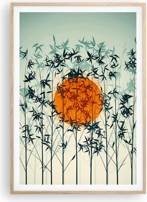 Produktbild von Gerahmtes Poster - Rahmen in heller Eiche - Westen Sonne Gras - 70x100 cm - Wand Bild - Wanddeko - Wandbilder - Kunstposter - Wandposter - Bilderrahmen - Bilder - Kunstdruck - P2NPA70x100-5104