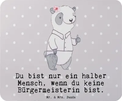 Produktbild von Mr. & Mrs. Panda Mousepad Bürgermeisterin Herz - Grau Pastell - Geschenk, Rathaus, Mouse Pad, Witzig, Stadt, mousematte, Mauspad, computer, Wahlen, laptop