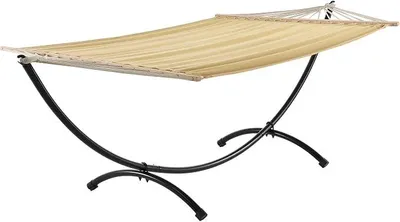 Produktbild von Hängematte mit Gestell beige 150 x 300 cm Hängesitz Hängeschaukel Hängematte