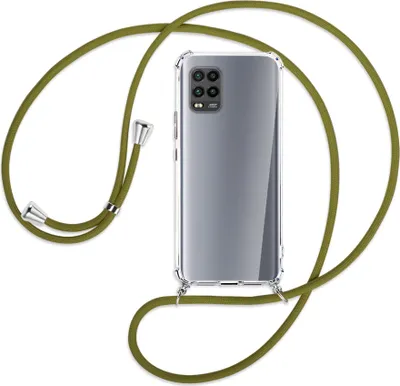 Produktbild von Handykette Backcover-Schutzhülle mit Band (Metall silberfarben) für Xiaomi Mi 10 Lite 5G (Zoom) - khaki
