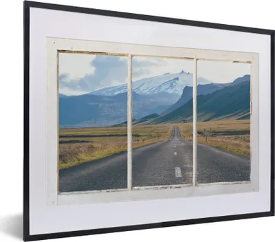 Produktbild von MuchoWow® MuchoWow® Gerahmtes Poster Aussicht - Straße - Berg 40x30 cm - Poster mit zchwarzem Bilderrahmen - Bilderrahmen - Poster im Rahmen