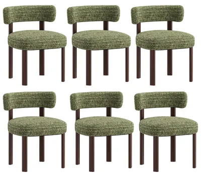 Produktbild von 6er-Set Esszimmerstühle aus Massivholz, klares und warmes Design, abgerundete Rückenlehne für optimalen Komfort, Grün
