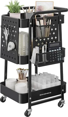 Produktbild von Stahl Küchenwagen - Rollwagen - Organizer Regal - 10 kg Regalbelastbarkeit - 32,3 cm x 49,4 cm x 73,9 cm - Tiefschwarz