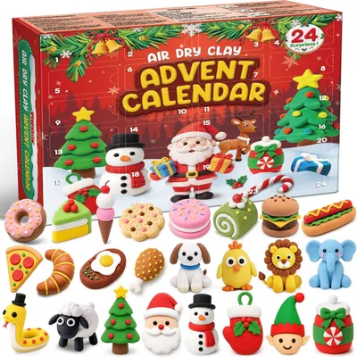Productafbeelding van Adventskalender Kerst 24 Dagen Boetseerklei Luchtdrogend adventskalender kinderen