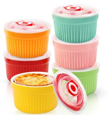 6 Crème brûlée Schälchen, Keramik, Ø 9 cm, 220 ml, bunt