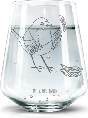 Produktbild von Mr. & Mrs. Panda Trinkglas Rotkehlchen Federn - Transparent - Geschenk, Vogel, Motivation Sprüche, Tumbler Glas, Lustige, Wasserglas, Geschenkglas, fliegen, Spruch, Mut