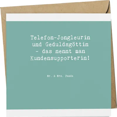 Produktbild von Mr. & Mrs. Panda Grußkarte Meisterin Kundensupport - Meeresbrise - Geschenk, Geschenke für Berufstätige, Klappkarte, Beruf, Berufsgestaltung, mit Herz, Hilfsbereitschaft