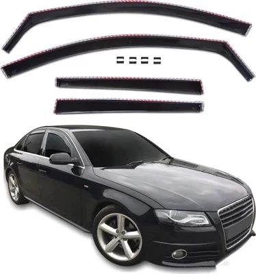Produktbild von J&J AUTOMOTIVE | GP Windabweiser Für Audi A4 B8 2009-2015, GP Regenabweiser, Schwarz, Getönt, Aerodynamisch, Einfache Montage, Befeistigung mit Clips