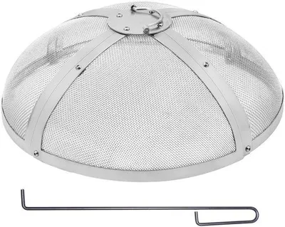 Obrázok produktu pre Ochranný kryt proti iskriám pre ohnisko a krb – vyrobený z nehrdzavejúcej ocele – priemer 50,8 cm – výška 16 cm – hrúbka 2 mm