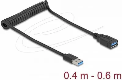 Zdjęcie produktu dla DeLOCK 90367, 0,6 m, USB A, USB A, 5 Gbit/s, Czarny