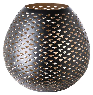 Produktbild von Fink PALERA, Windlicht ohne Glas, Eisen, pulverbeschichtet, matt, schwarz, goldfarben, L. 24 cm, B. 24 cm, H. 22 cm, D. 24 cm 146358