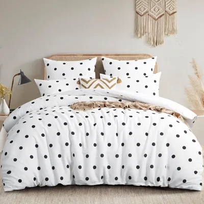 Immagine prodotto di Omgoods - Set di lenzuola in microfibra a pois, 200x220 cm