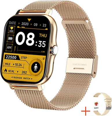 Image de Touch Sport Smart Watch Hommes Femmes Cardiofréquencemètre Fitness Bluetooth Appel Smartwatch Montre, or