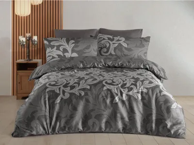 Produktbild von Französische Bettwäsche Satin 240x220, 70x90cm Karen grau