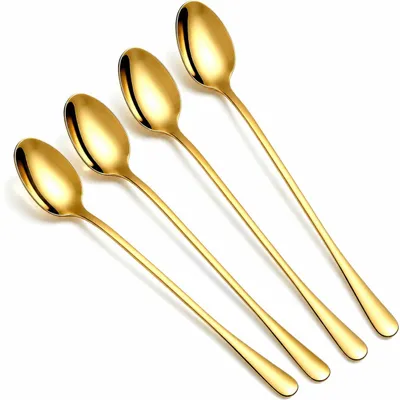Produktbild von 4-teiliges Set goldfarbene Löffel für Latte Macchiato, 19,6 cm lang