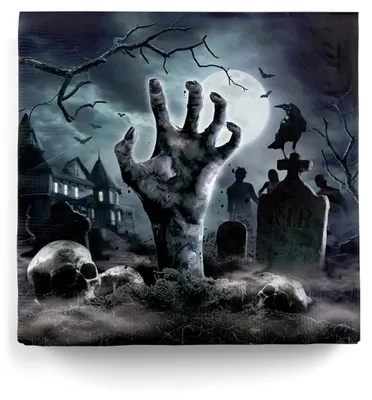 Produktbild von Zombie Friedhof Papier Servietten für Halloween 12 St.